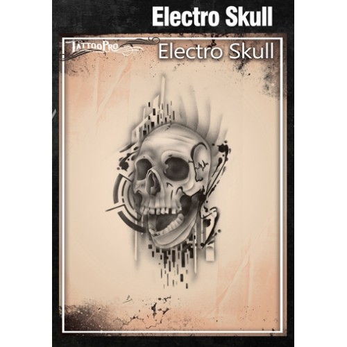 Airbrush Tattoo Pro Stencil ELECTRO SKULL (ELECTRO SKULL)