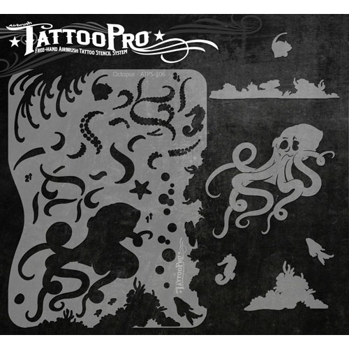 Airbrush Tattoo Pro Octopus Stencil (OCTUPUS)