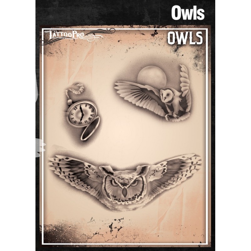  Airbrush  Tattoo  Pro  Stencil  Owls